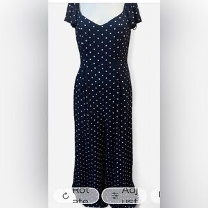 Elegant  jumpsuit Navy Polka Dot Dress